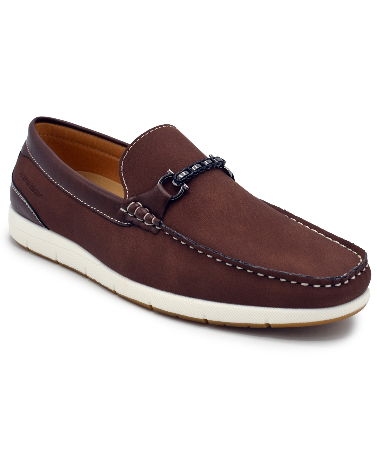 Aston Marc Mens Embellished Manmade Loafers In Brown