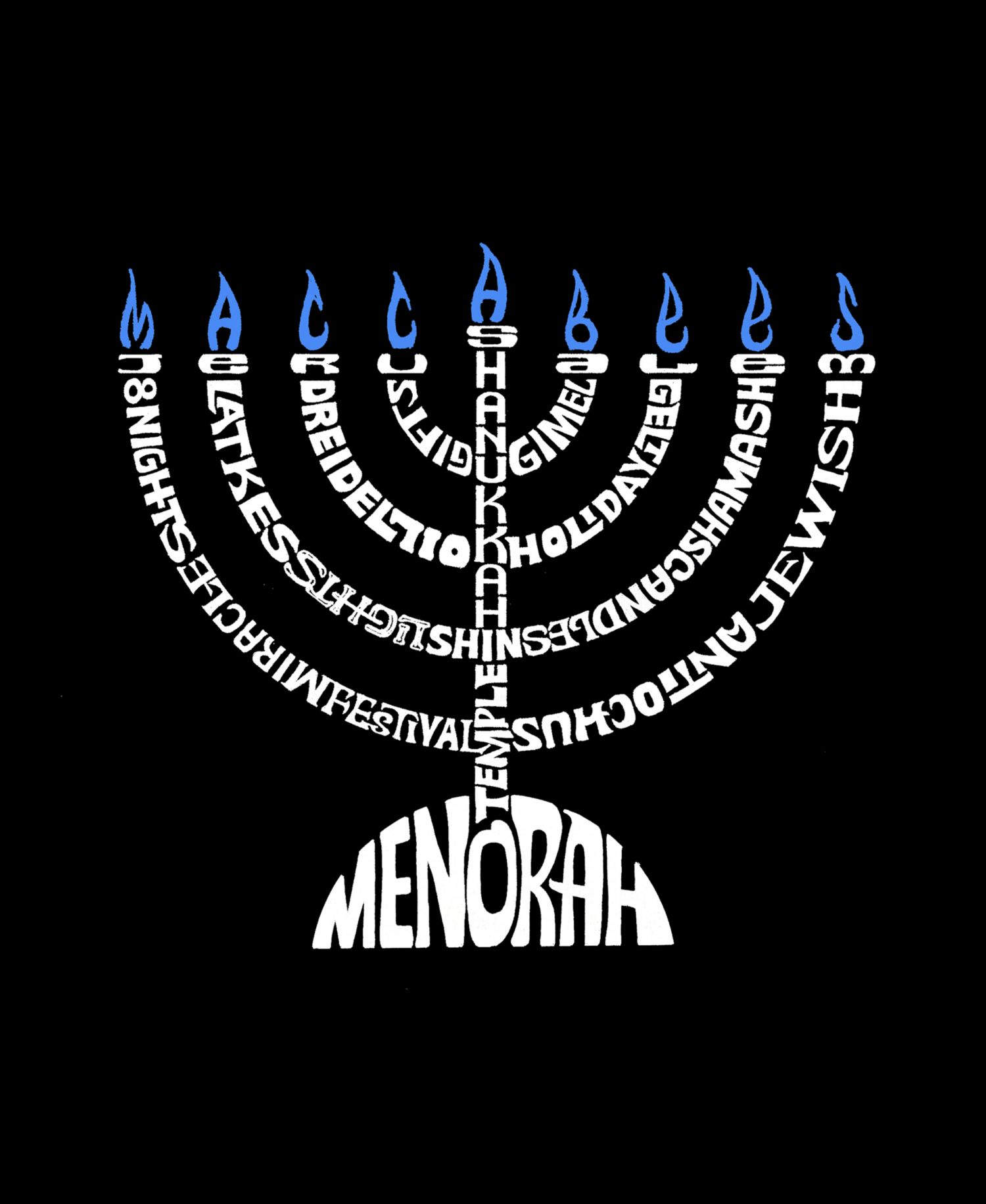 Men's Menorah Word Art Long Sleeve T-Shirt