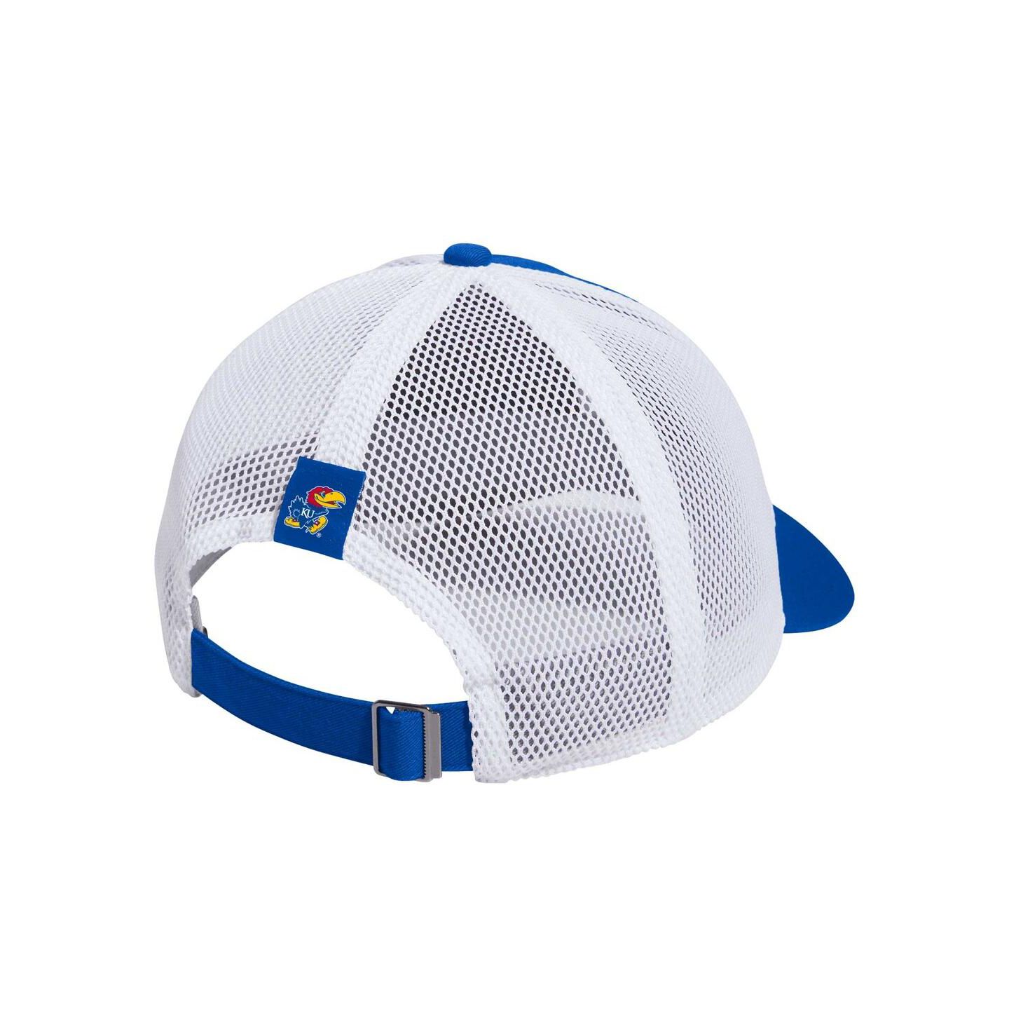 Мужская кепка adidas Royal Kansas Jayhawks Mascot Block Letter Slouch Trucker Adjustable Hat — фото 2
