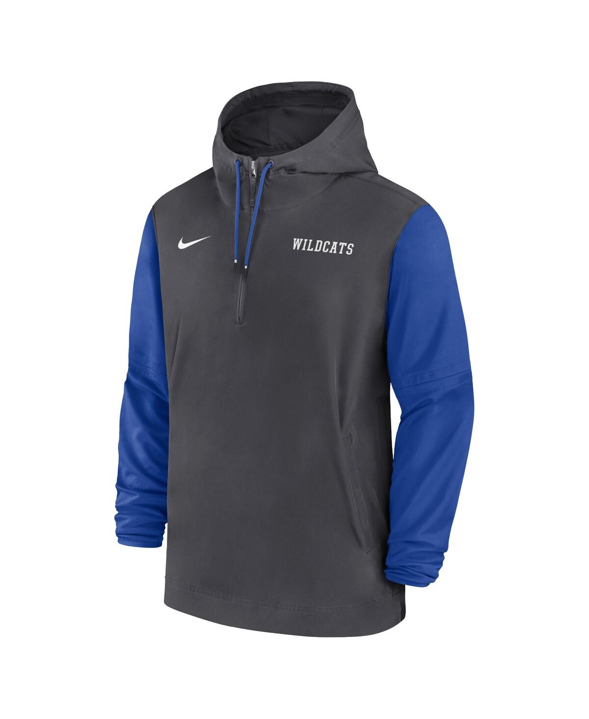 Nike Men'sKentucky Wildcats 2024 Sideline Pregame Player Half-Zip Hoodie - Anthracite, Royal