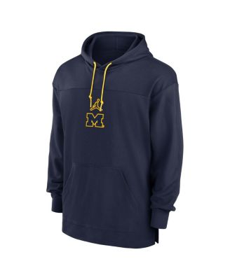 Men's Navy Michigan Wolverines 2024/25 Sideline Jersey Performance Pullover Hoodie