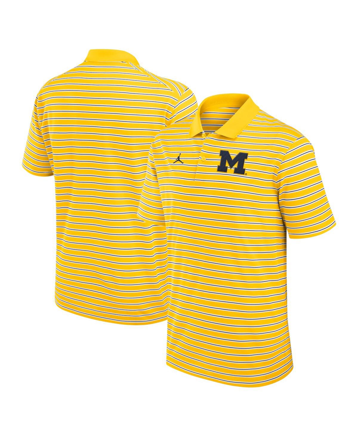 Men's Maize/White Michigan Wolverines Primetime Victory Striped Performance Polo - Maize, White