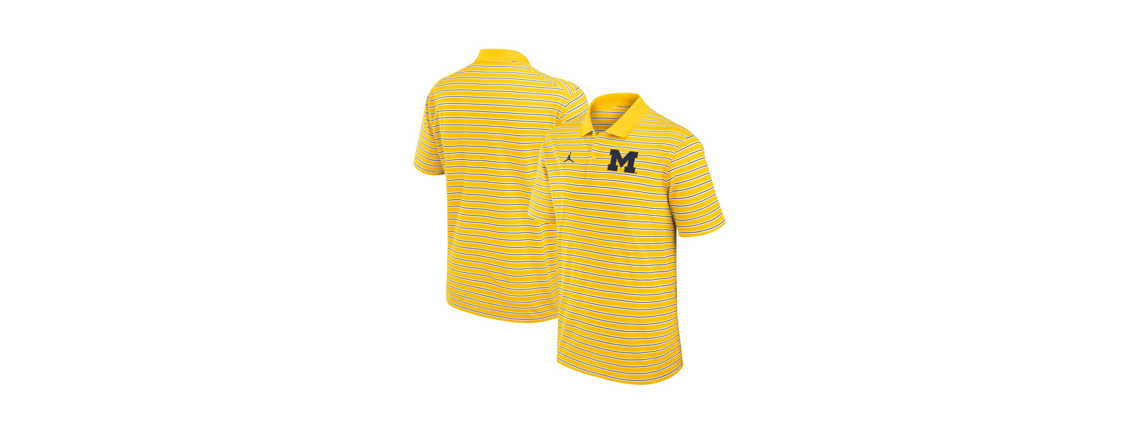 Jordan Men's Maize/White Michigan Wolverines Primetime Victory Striped Performance Polo