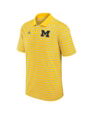 Men's Maize/White Michigan Wolverines Primetime Victory Striped Performance Polo