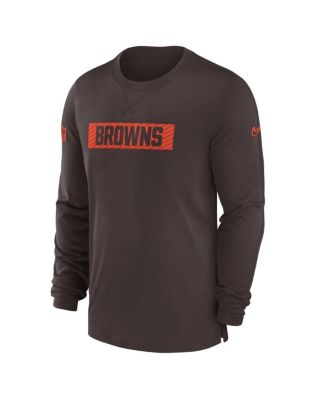 Men's Brown Cleveland Browns Sideline Player Performance Long Sleeve T-Shirt