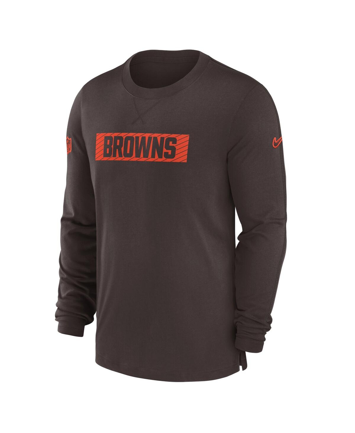 Nike Brown Cleveland Browns Sideline Player Performance Long Sleeve T-shirt In Brown