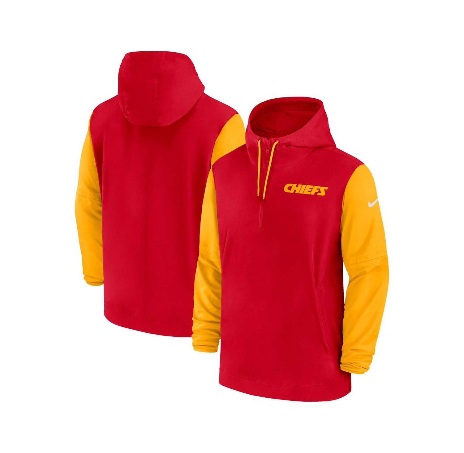 Men's Red/Gold Kansas City Chiefs 2024/25 Sideline Pre-Game Player 1/2-Zip Hoodie Jacket