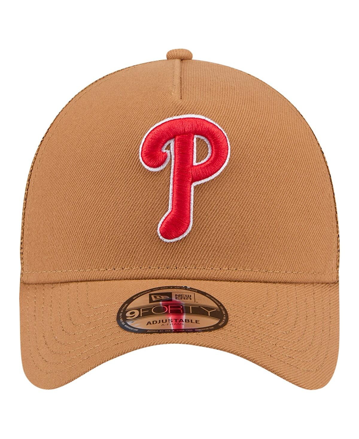 New Era Men'sPhiladelphia Phillies A-Frame Trucker 9FORTY Adjustable Hat - Brown