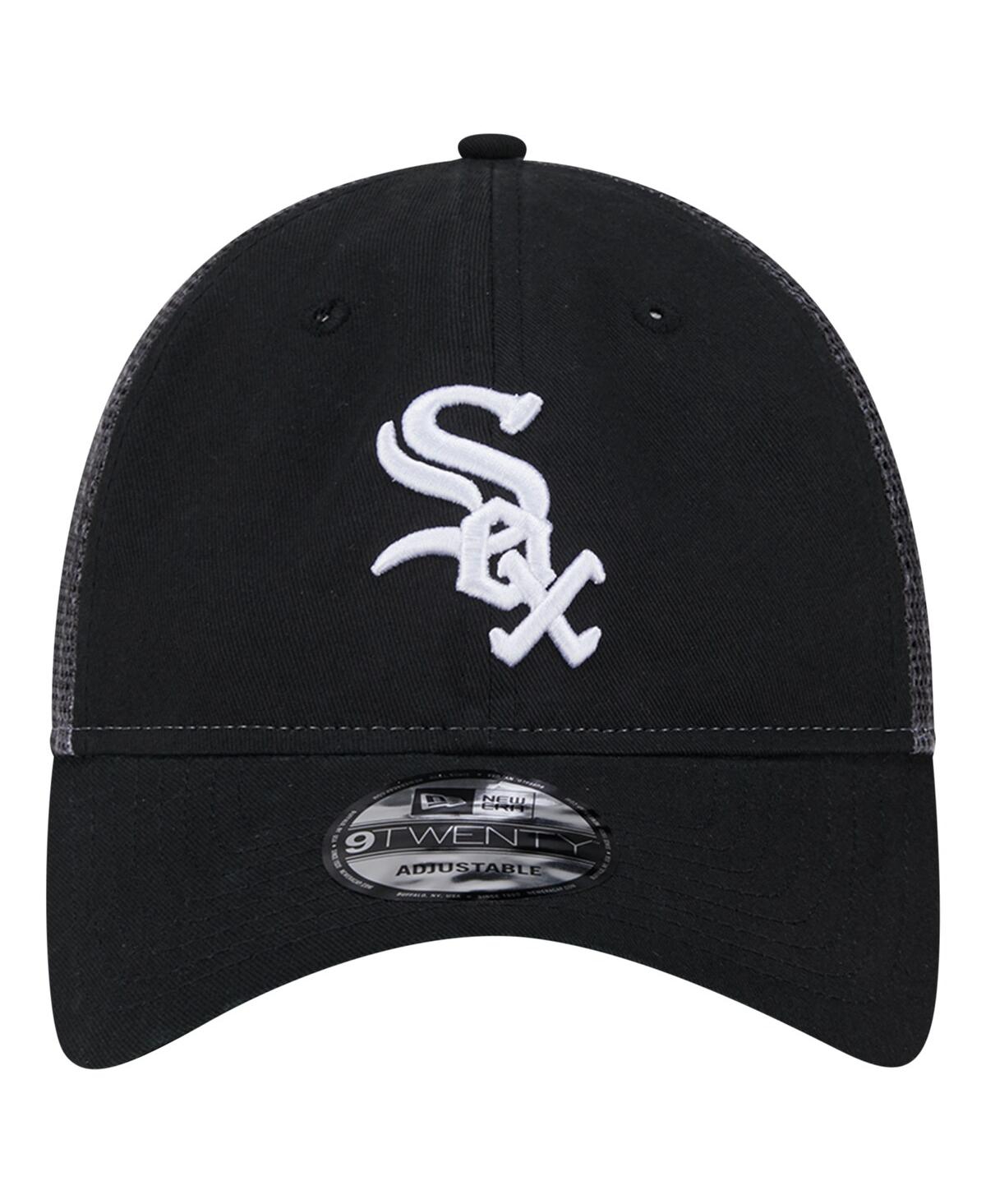 New Era Men's Black Chicago White Sox Team Slick Trucker 9twenty Adjustable Hat In Black