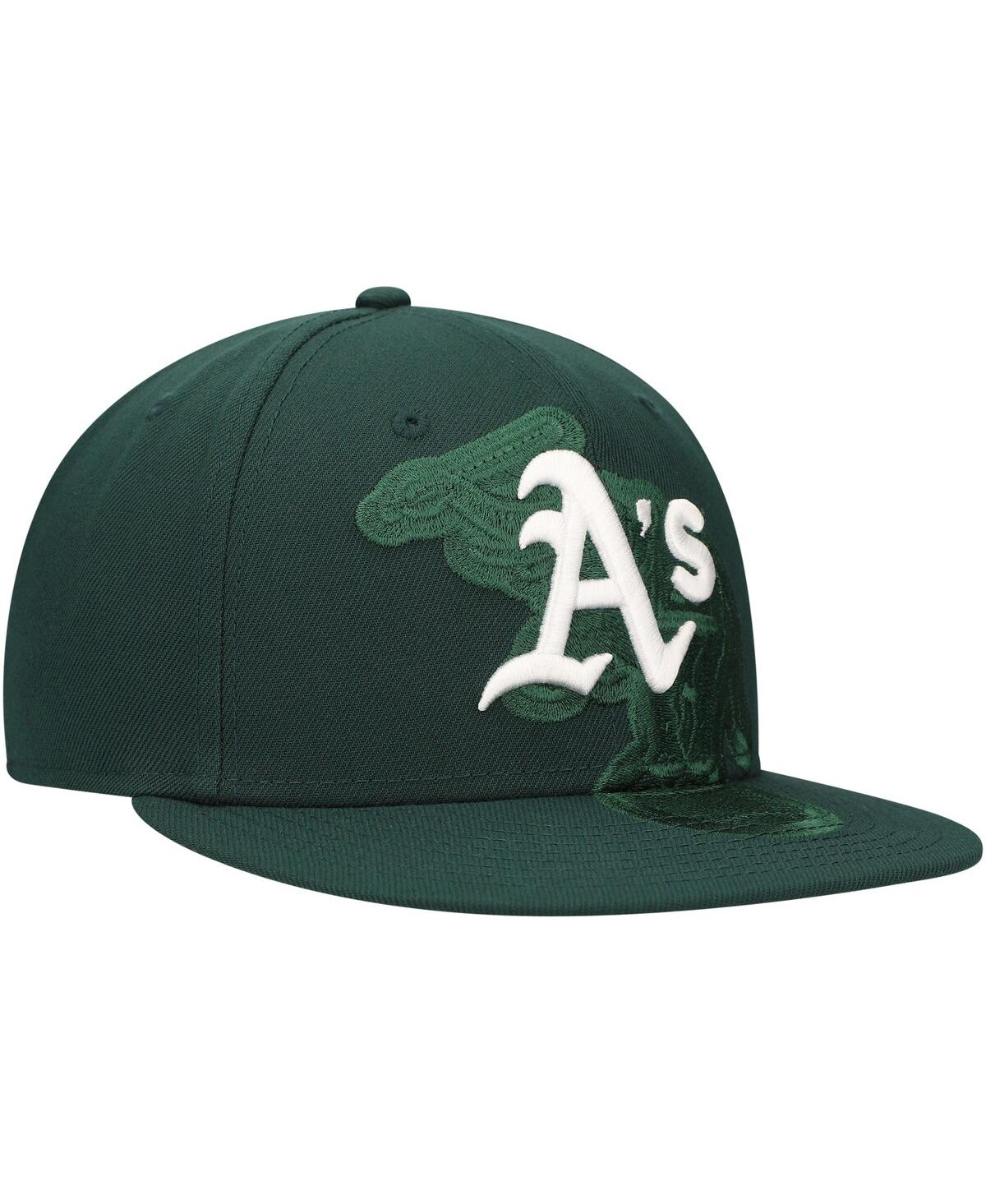 New Era Men'sOakland Athletics Shadow Logo 59FIFTY Fitted Hat - Green