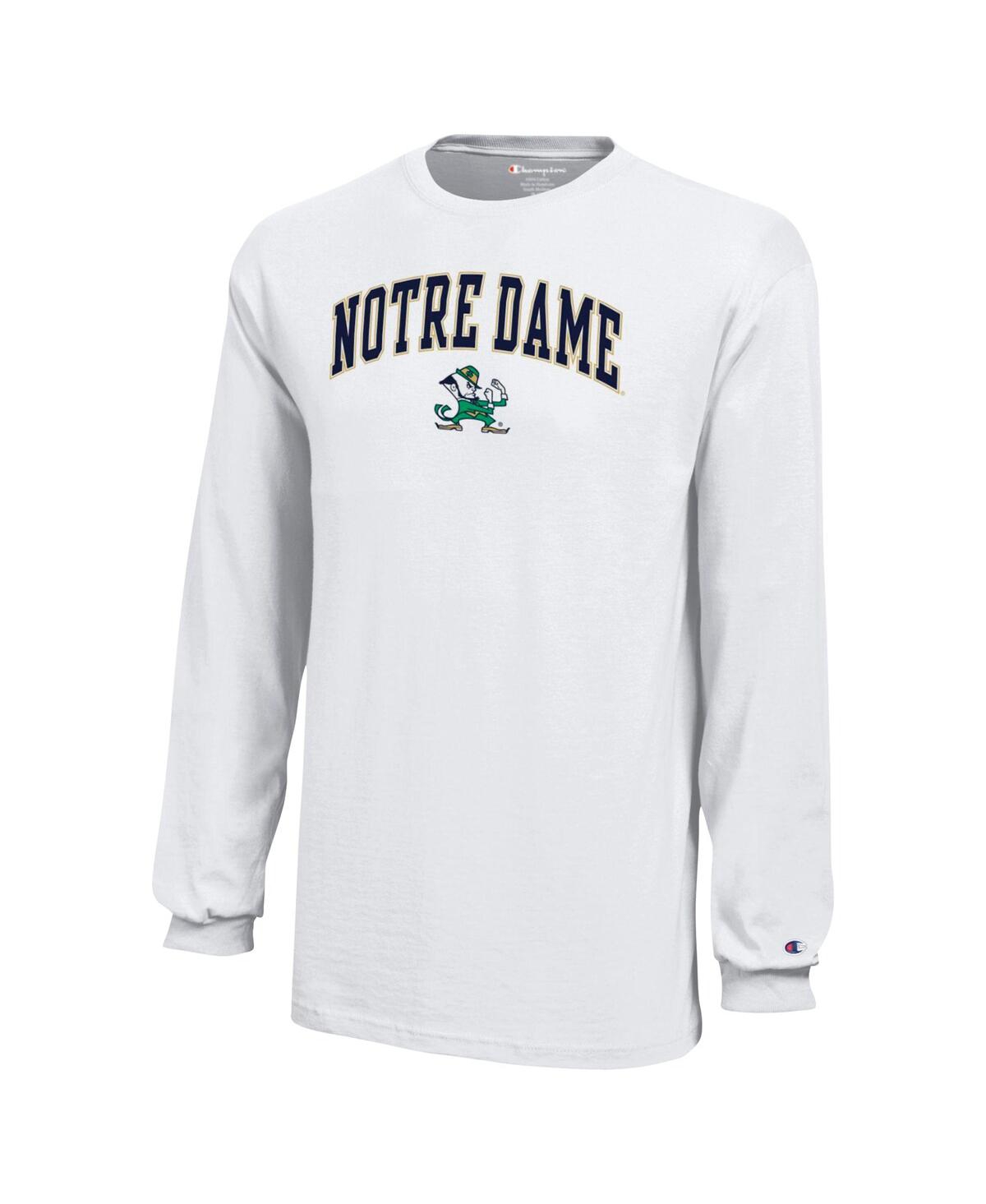 Champion Big Boys And Girls White Notre Dame Fighting Irish Arch Over Logo Long Sleeve T-shirt In White