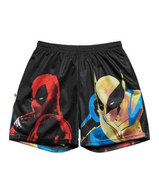 Men's Black Deadpool Wolverine Color Pop Retro Shorts