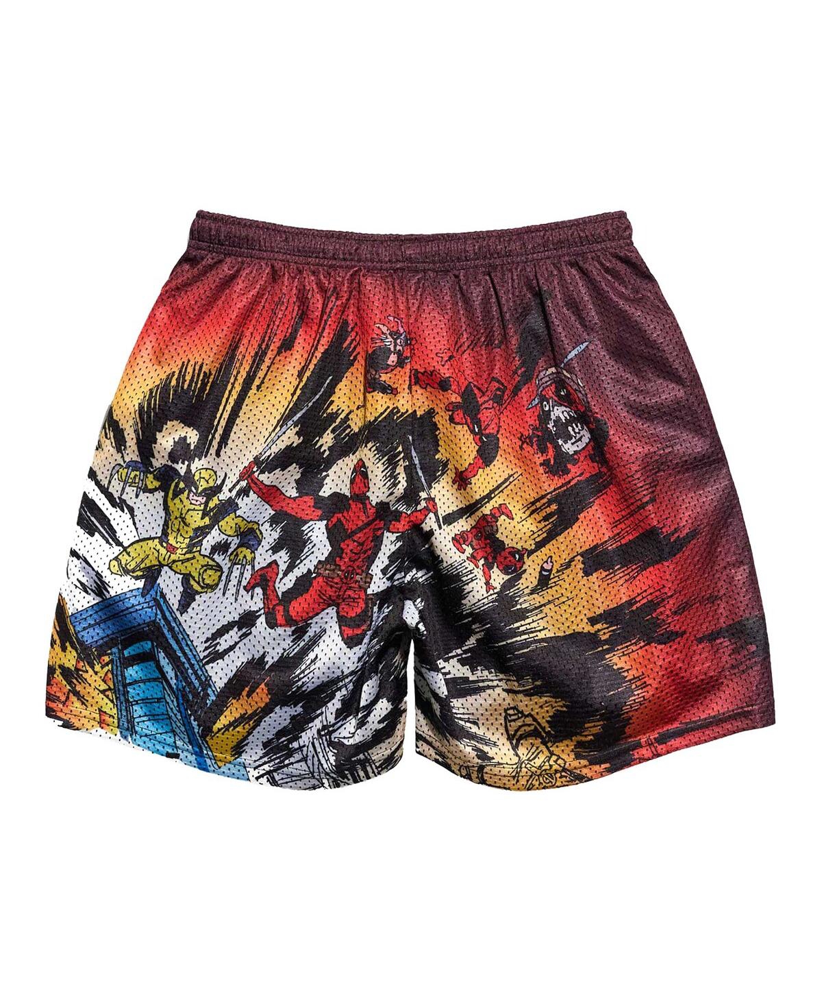 CHALK LINE MEN'S RED DEADPOOL WOLVERINE EXPLOSION RETRO SHORTS 