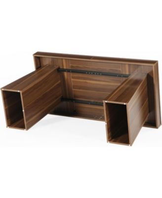 55 Inches Executive Desk, Mid-Century Modern Home Office Desk with Double Trapezoid Base, Wood Computer Desk Business Workstation Desk