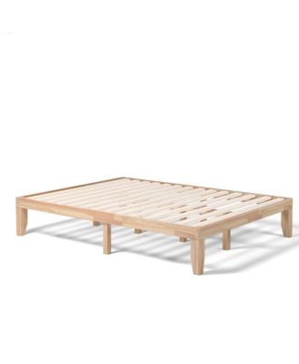 14'' Queen Size Wooden Platform Bed Frame w/ Strong Slat Support Natural