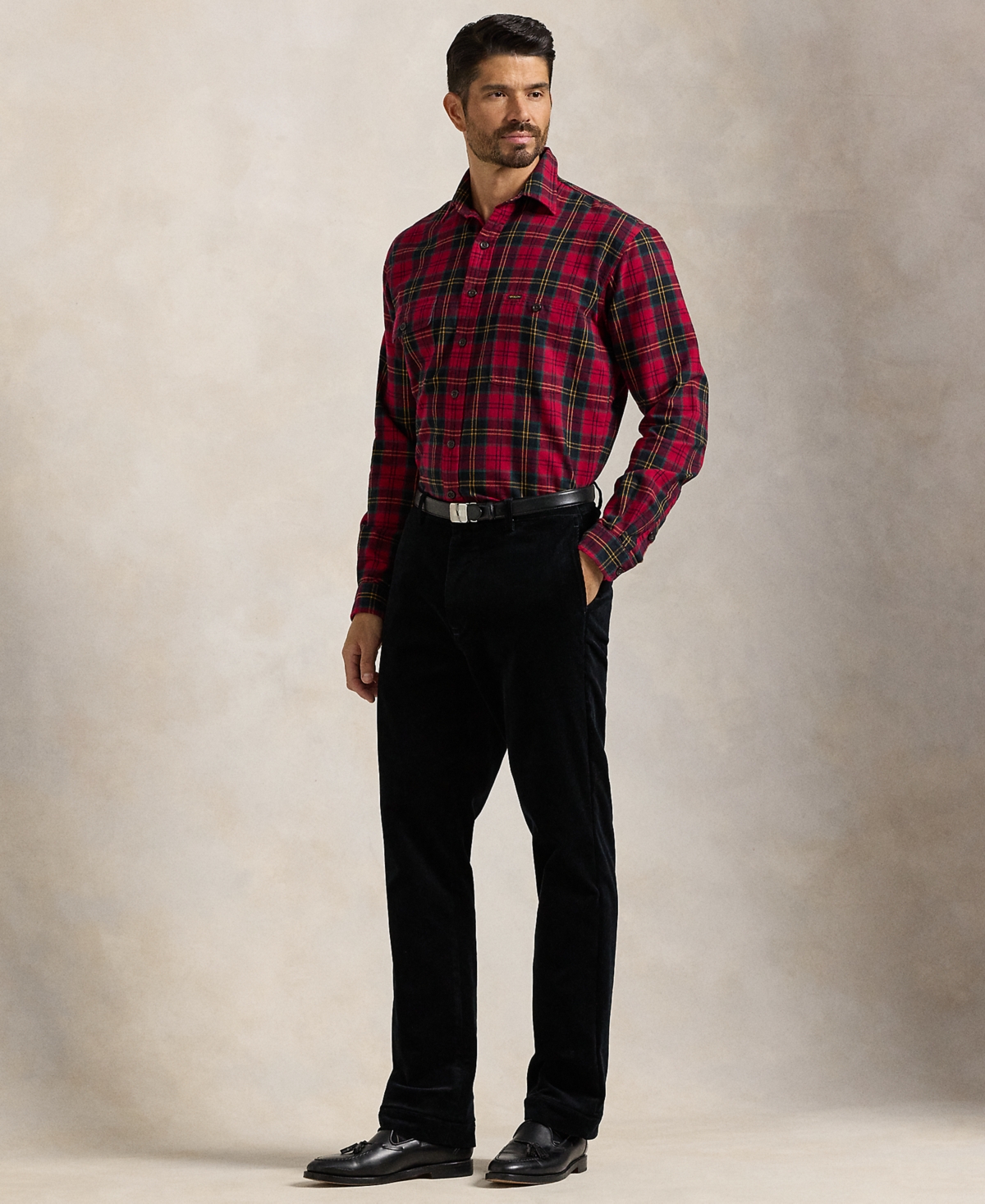 Polo Ralph Lauren Men's Big & Tall Brushed Oxford Workshirt -black