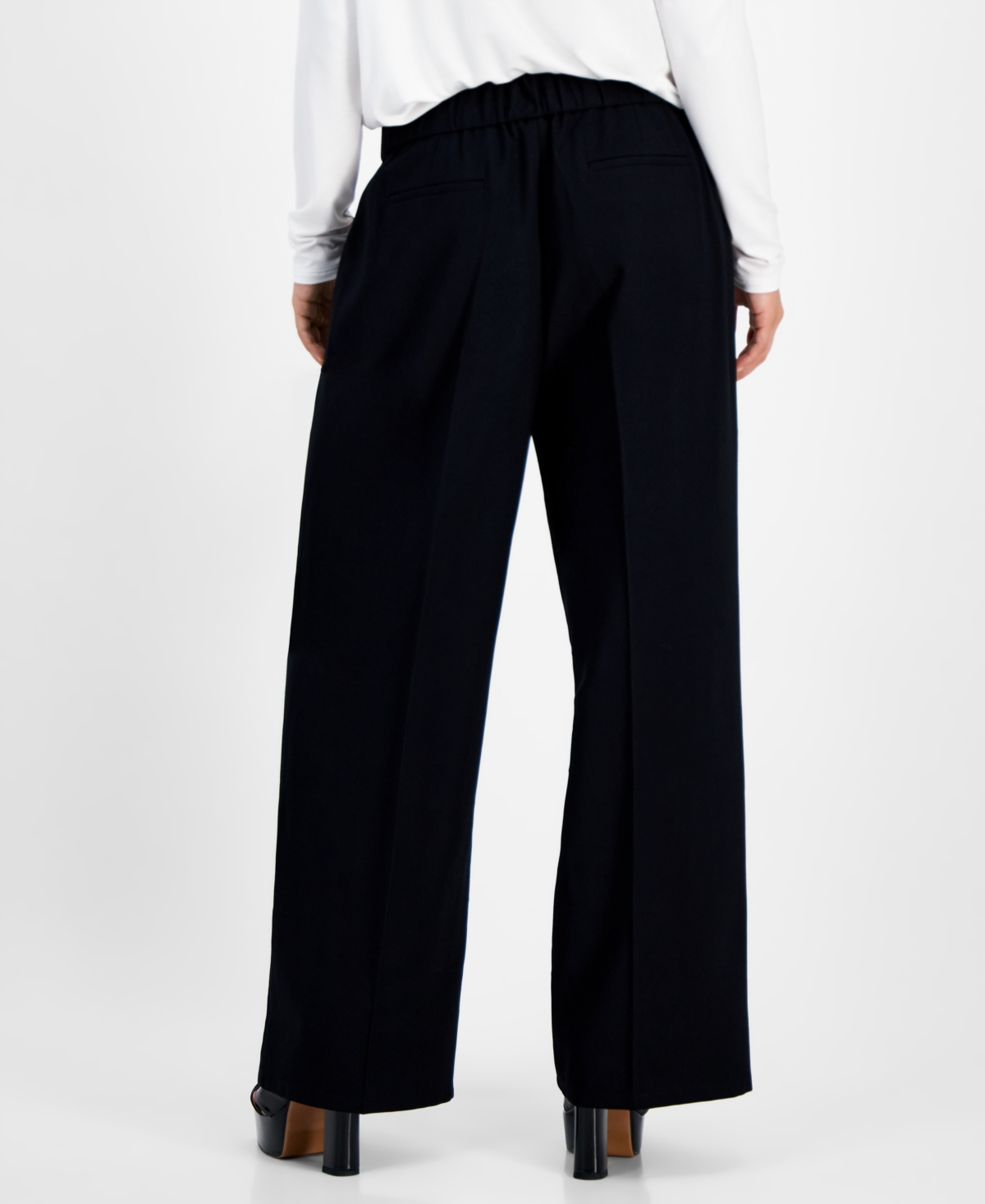 BAR III PETITE ZIP-FRONT HIGH RISE WIDE-LEG PANTS, CREATED FOR MACY'S 