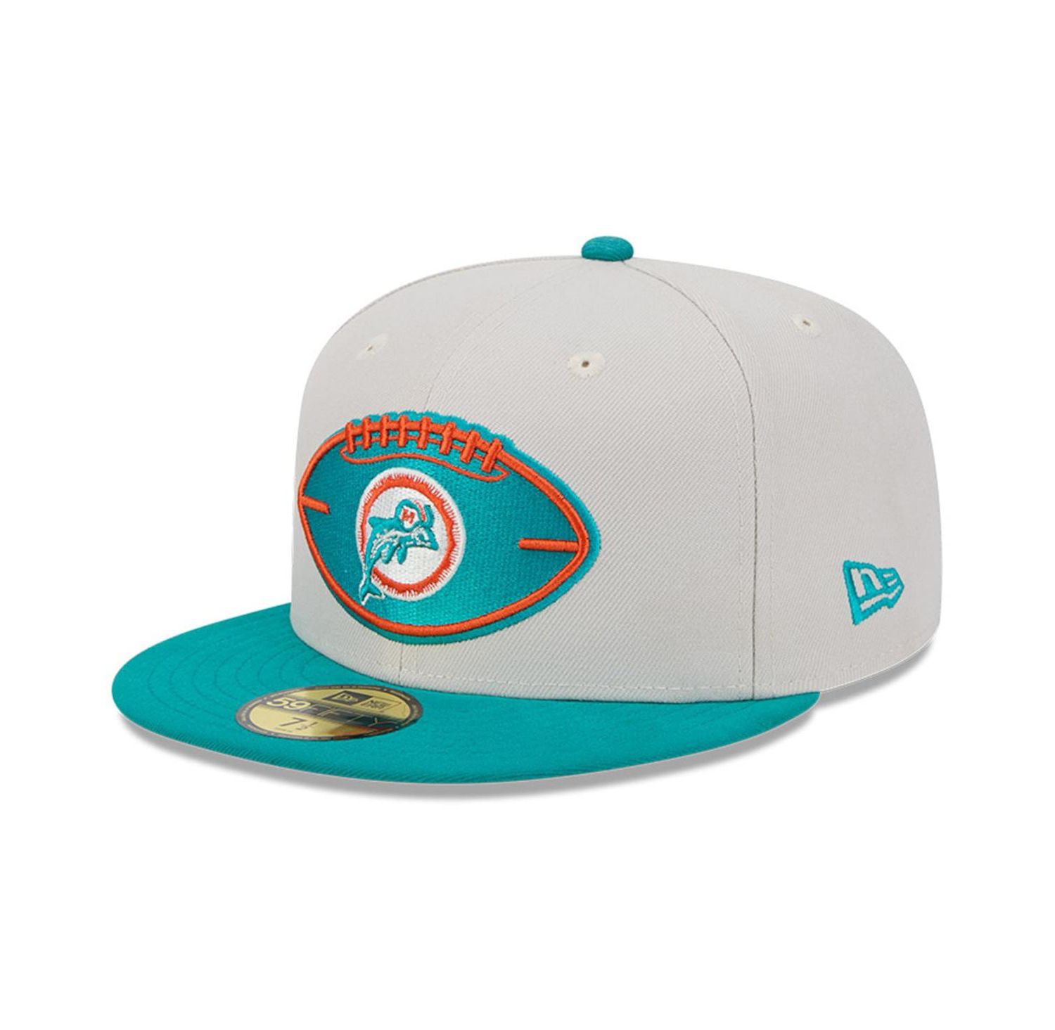 Men's Stone/Aqua Miami Dolphins 2024 Sideline Historic 59FIFTY Fitted Hat