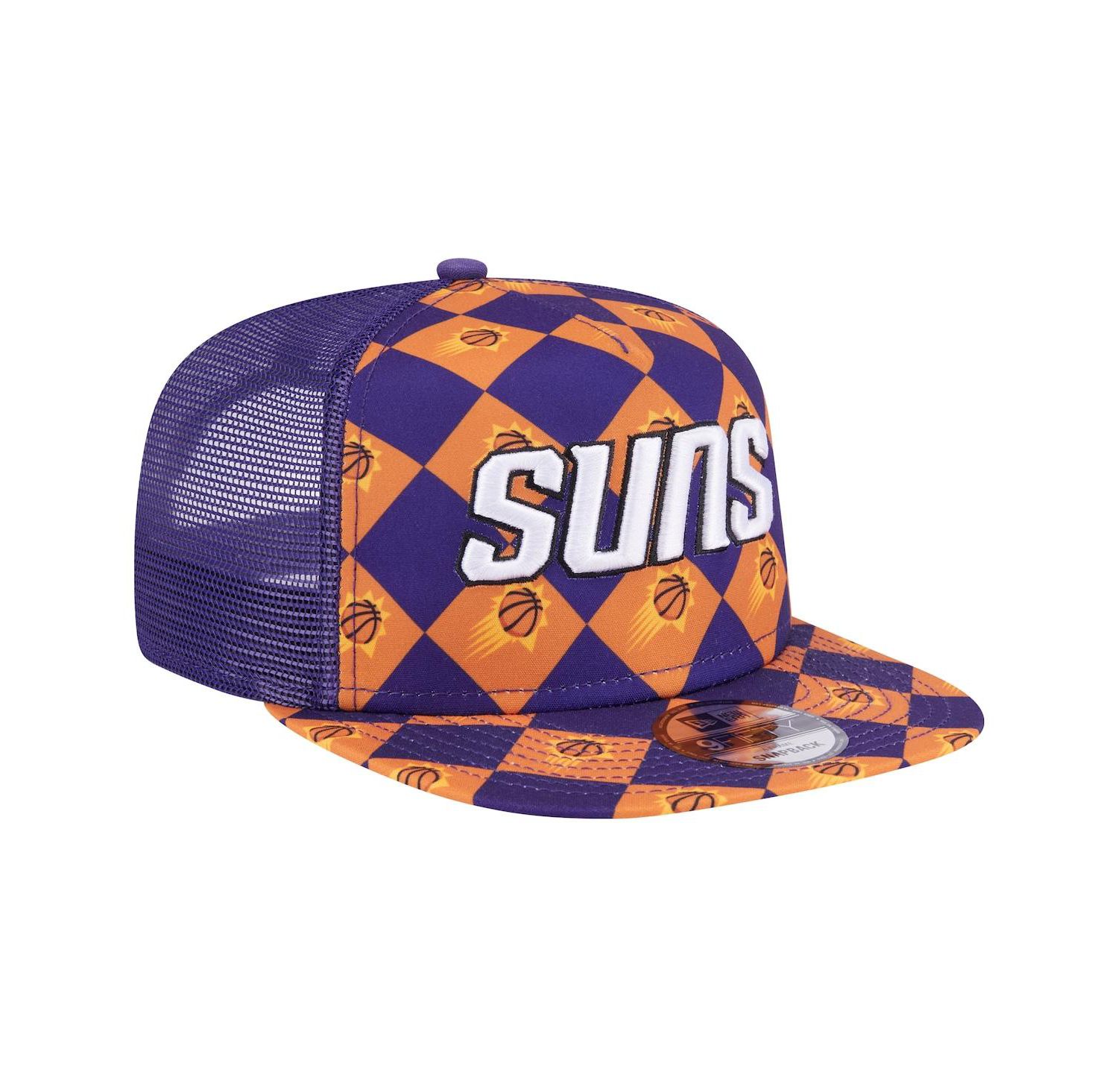 Men's Purple Phoenix Suns Seeing Diamonds A-Frame Trucker 9FIFTY Snapback Hat