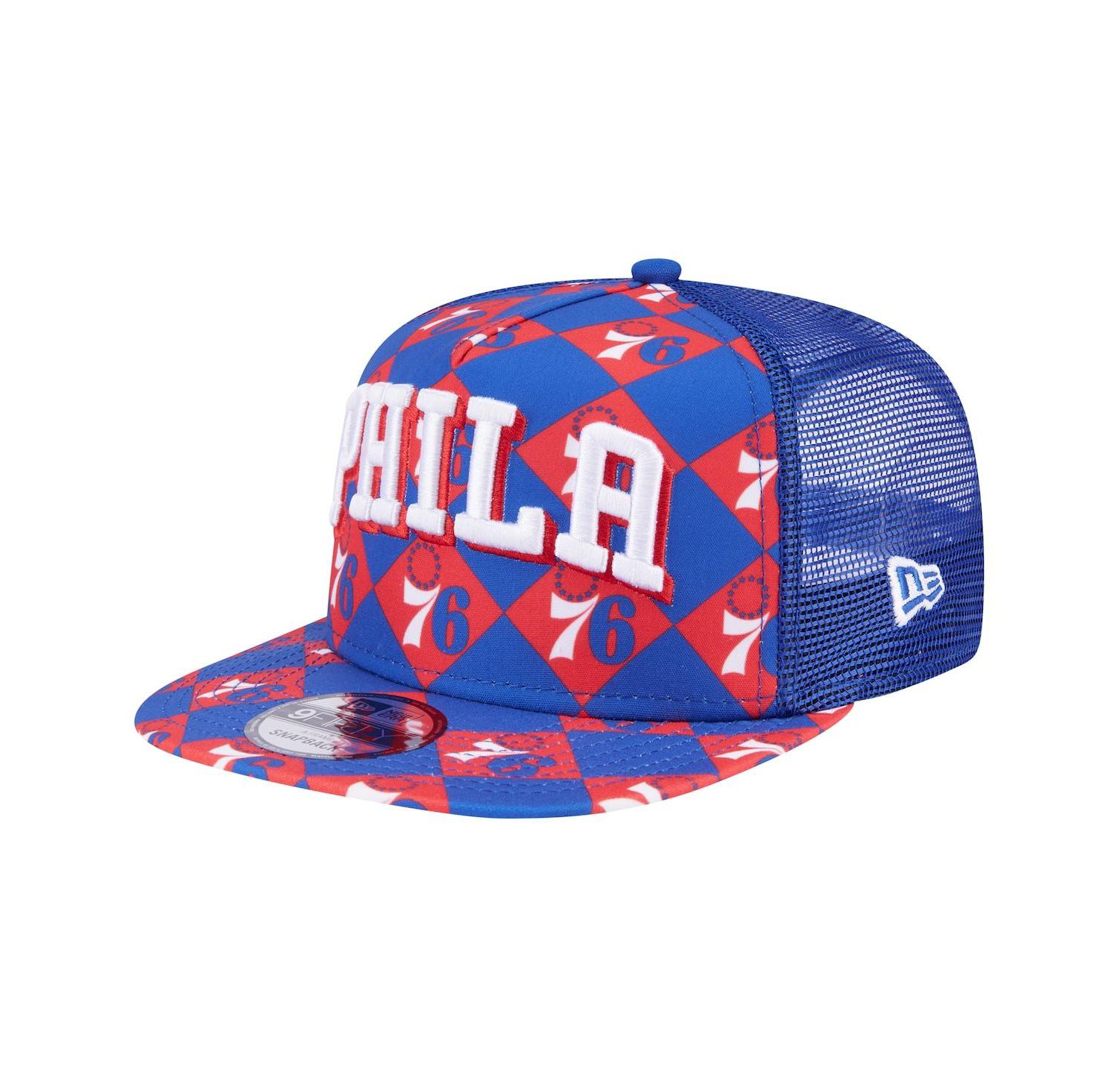 Men's Royal Philadelphia 76ers Seeing Diamonds A-Frame Trucker 9FIFTY Snapback Hat
