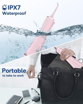 LP211 Cordless Advanced Water Flossers for Teeth, 5 Cleaning Modes Rechargeable Power Dental Flosser 8 Replacement Jet Tips IPX 7 Waterproof Dental Irrigator with Portable Travel Storage Pouch