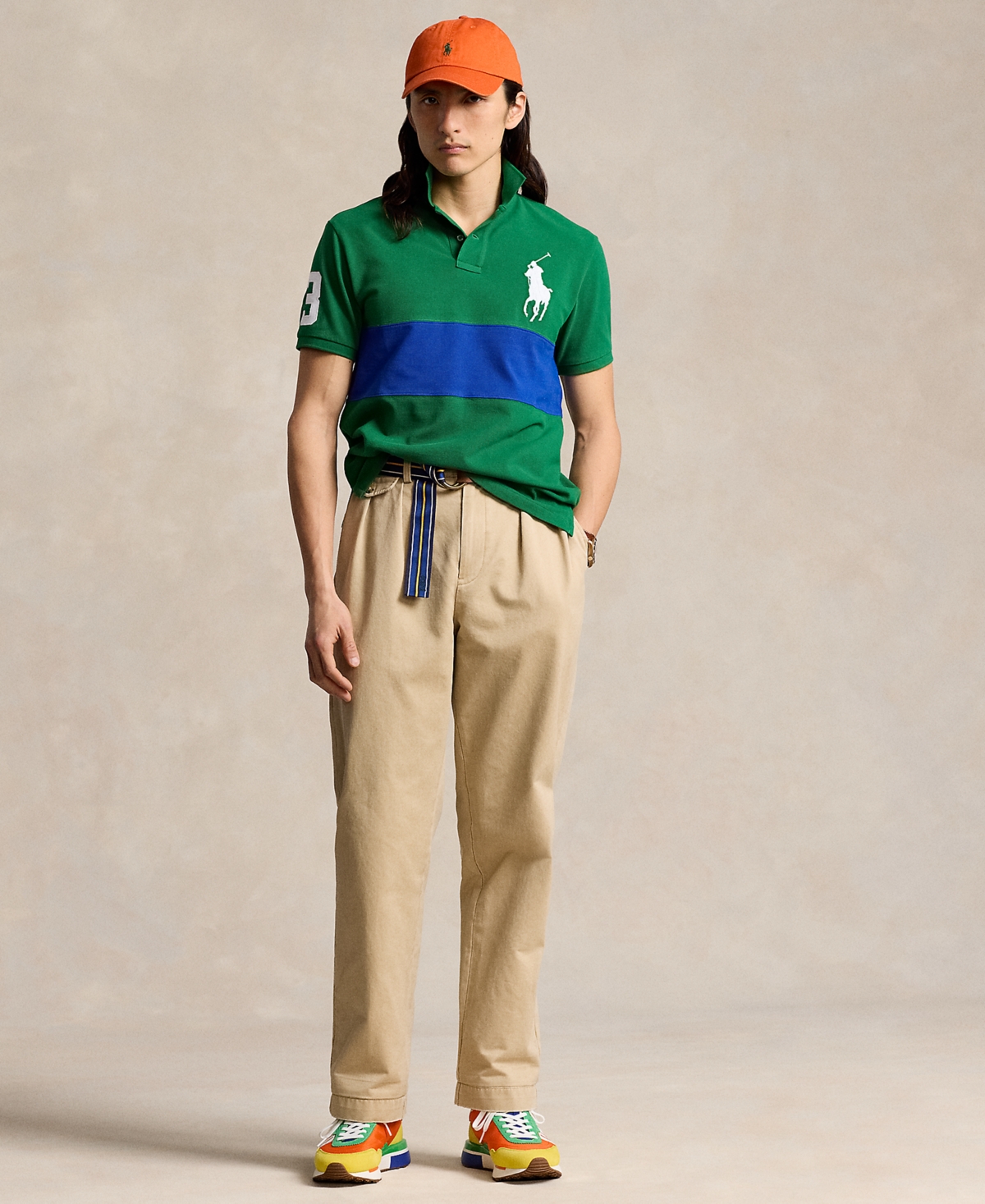 Polo Ralph Lauren Men's Custom Slim-Fit Big Pony Mesh Polo Shirt -blue