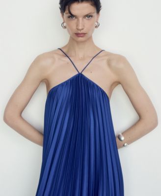Mango Women's Pleated Halter Neck Dress - Macy's