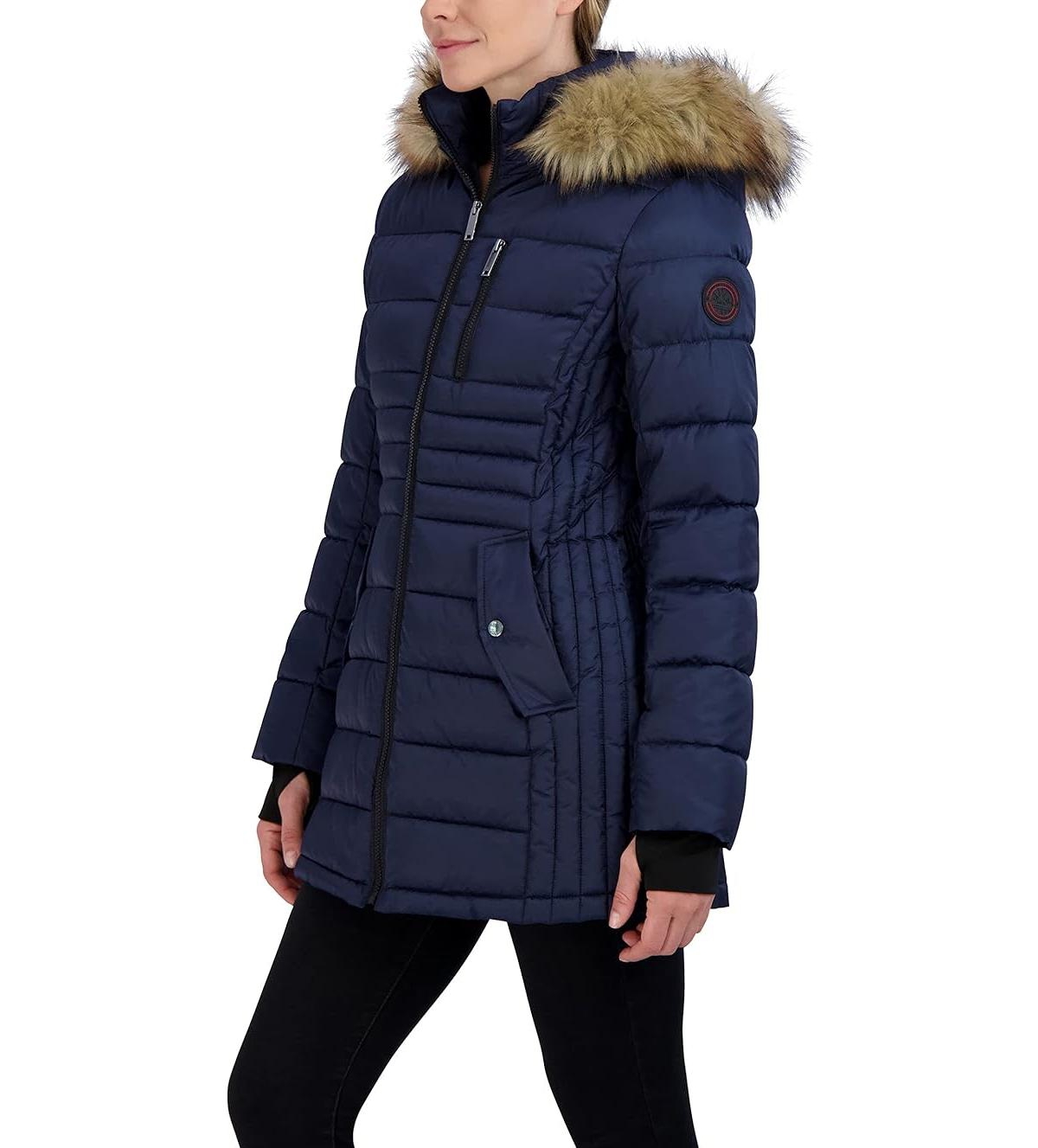 Hfx Women's Heavyweight Box Quilted Winter Puffer Parka Jacket