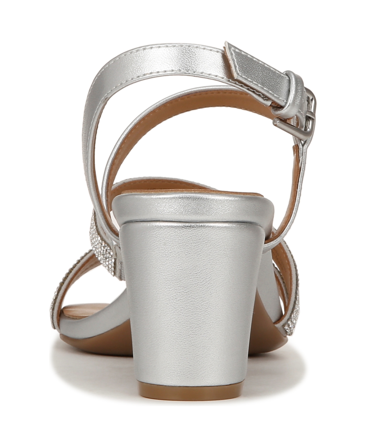 Naturalizer Bridget4 Womens Faux Leather Open Toe Block Heels In Silver Crystal Faux Leather