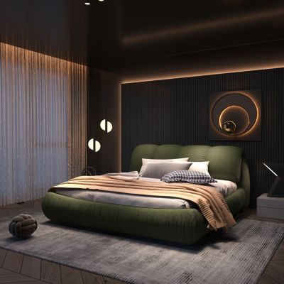 Streamdale Queen Upholstered Platform Bed with Backrest and Solid Legs