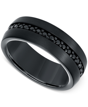image of Men-s Sapphire 8mm Band (9/10 ct. t.w.) in Black Tungsten Carbide