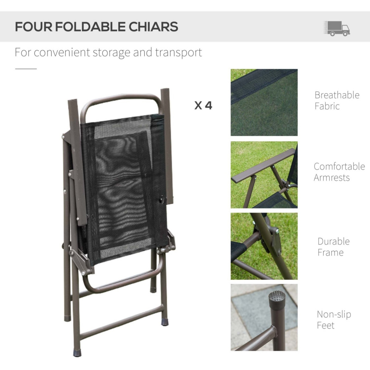 Streamdale Furniture 6pc Patio Dining Set with Umbrella for 4: Table, Chairs & Glass