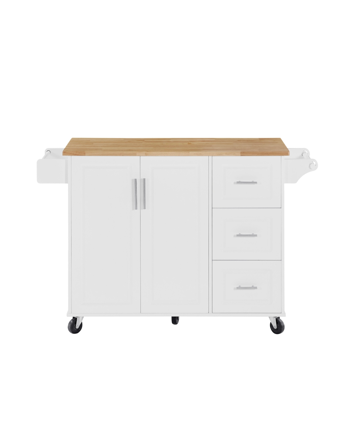 Versatile Kitchen Island: Drop Leaf, Rolling Cart, Storage, White