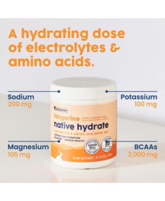 Native Hydrate, Zero Sugar, Electrolytes Powder with BCAAs, Tangerine Hydration, Keto & Paleo Friendly, 30 Servings
