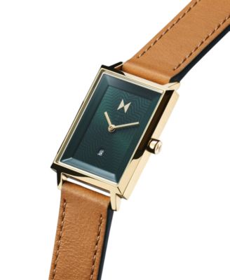 Women's Signature Square Brown Leather Watch 24mm
