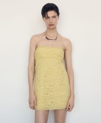 mango yellow lace dress Mango MNG Yellow Lace Cami Mini Dress - BNWT UK SIze 8 RRP 55