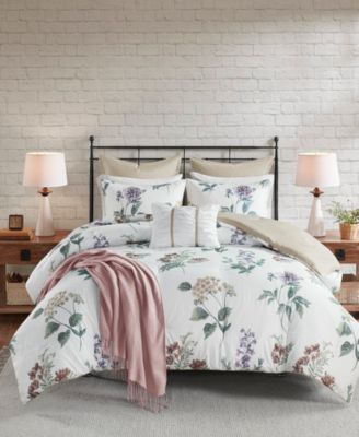 Madison Park - Zennia 7 Piece Printed Seersucker Comforter Set with Throw Blanket