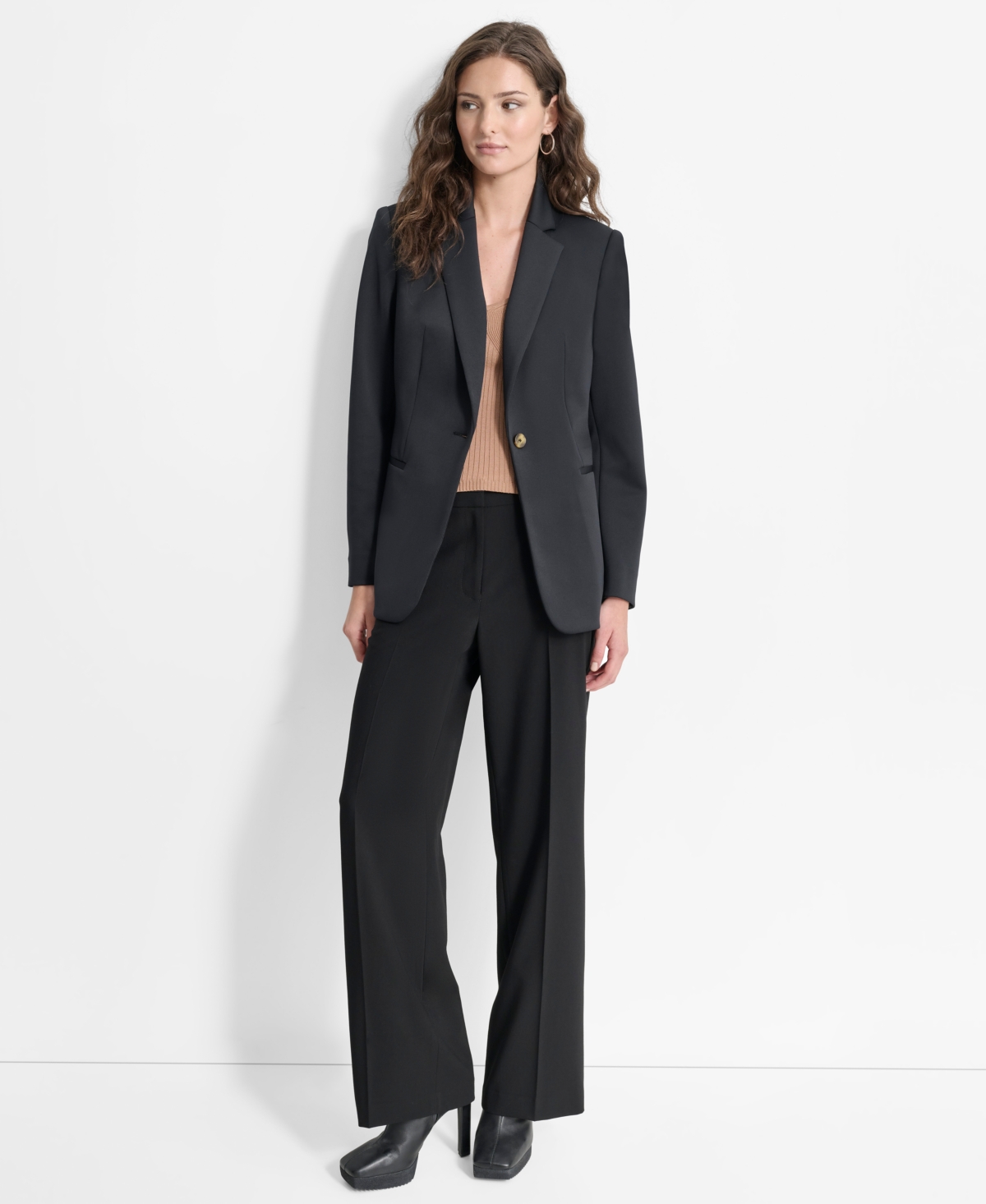 Dkny Women's Single-Button Padded-Shoulder Blazer