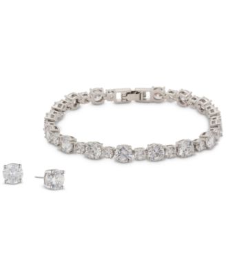 Cubic Zirconia Tennis Bracelet & Stud Earrings Set