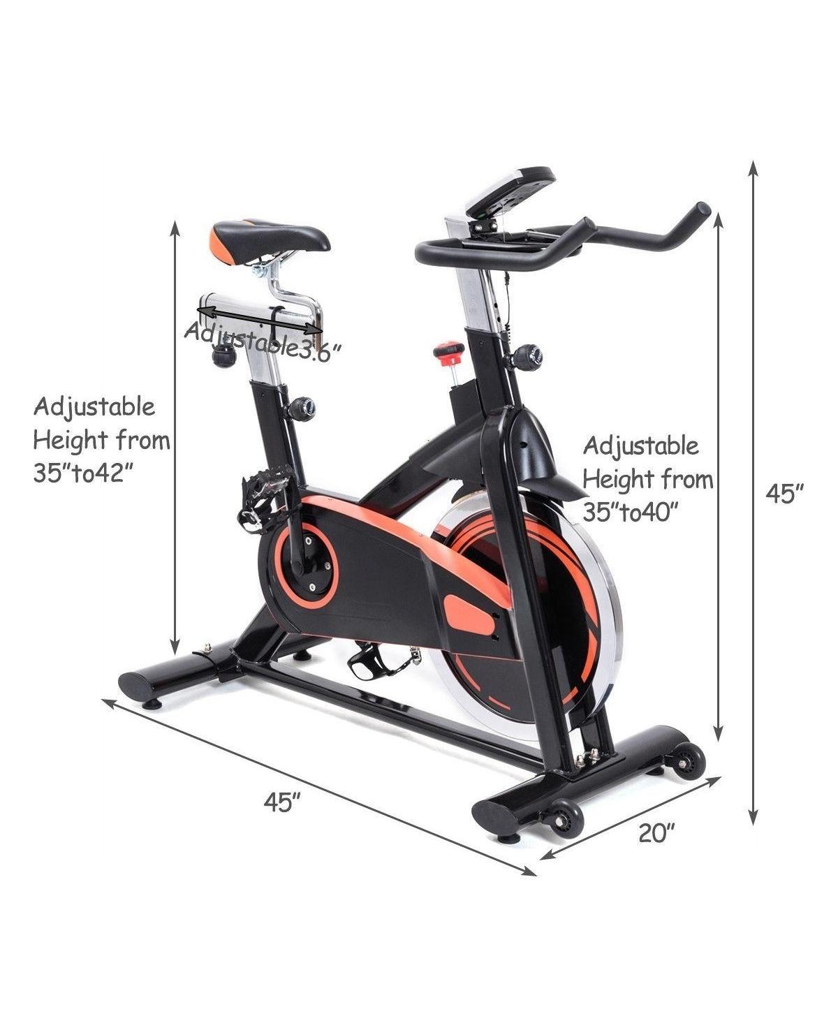 Sugift Indoor Fixed Aerobic Fitness Exercise Bicycle with Flywheel and Lcd Display