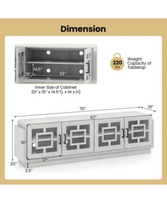4-Door TV Stand for TVs up to 75 Inch Media Console Table with Adjustable Shelves-Oak