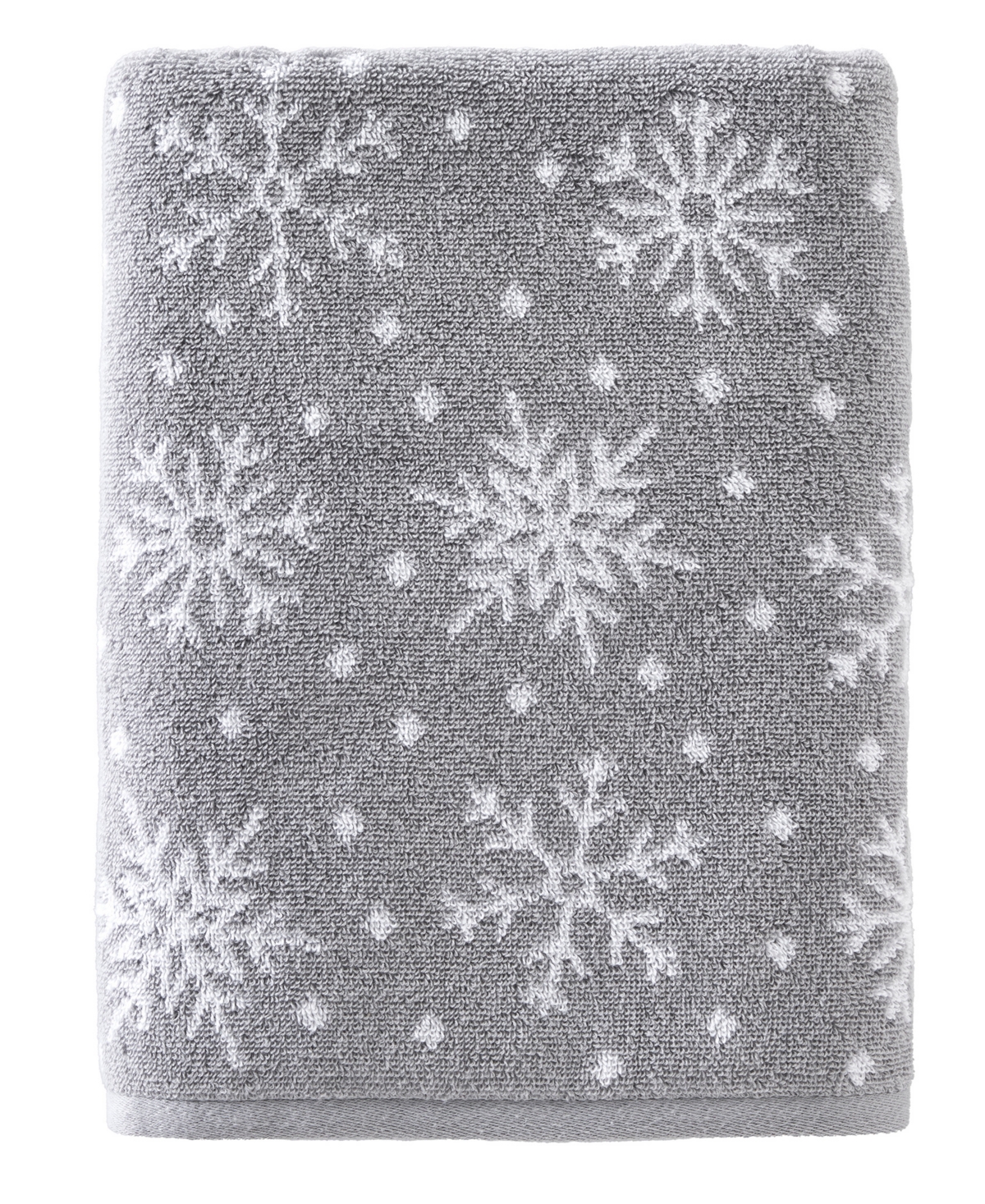 Skl Home Scattered Snowflake Jacquard Cotton Bath Towel, 25" X 50" In Gray