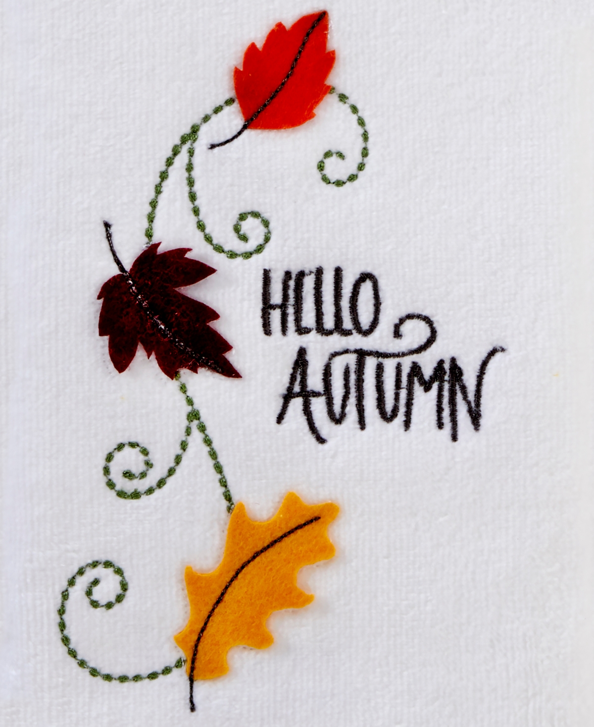 Skl Home Hello Autumn Cotton 2 Piece Hand Towel, 16" X 25" In Optic White