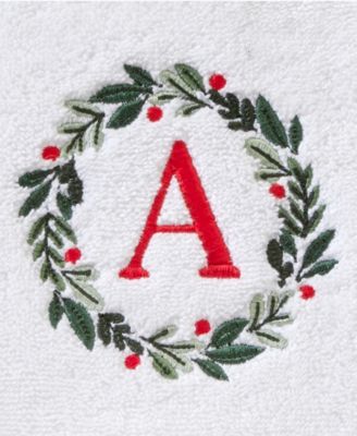 Wreath Monogram Cotton Hand Towel, 16" x 26"