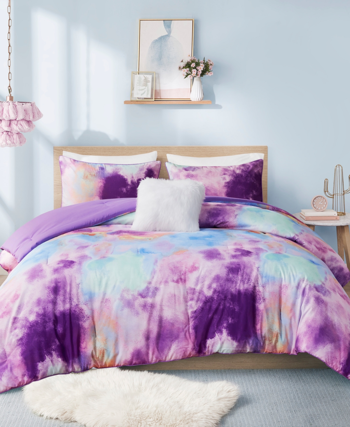 Intelligent Design Cassiopeia Watercolor Tie Dye 3-pc. Comforter Set, Twin/twin Xl In Lavender
