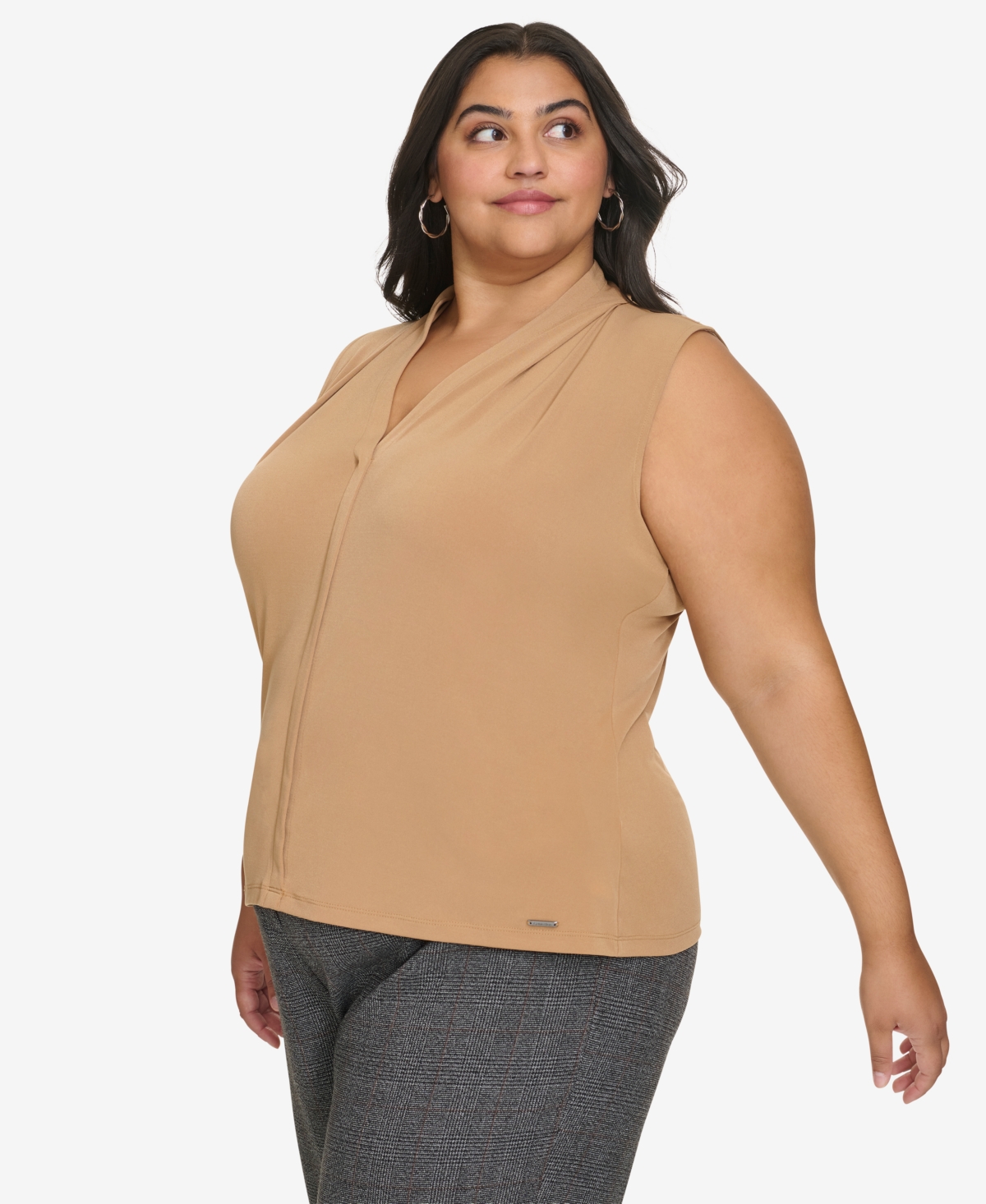 Calvin Klein Plus Size Gathered-Shoulder Sleeveless Top