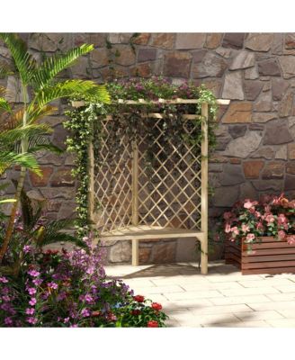 55" Wooden Garden Benches with Slatted Seat and Screening