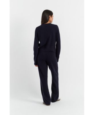 Women's Wool & Cashmere Wide Leg Track Pant