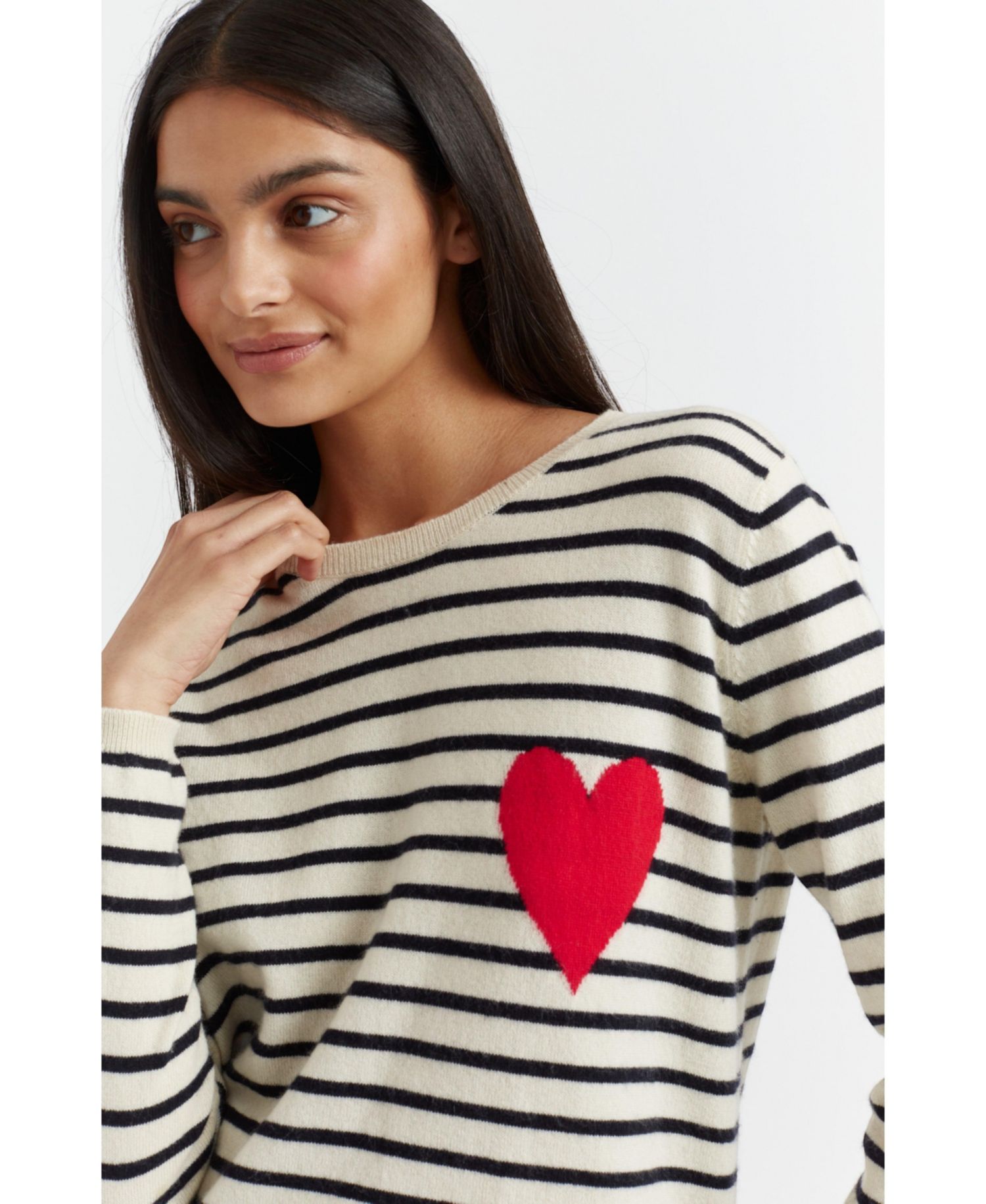 Women's Chinti and Parker Breton Heart Wool and Cashmere Sweater