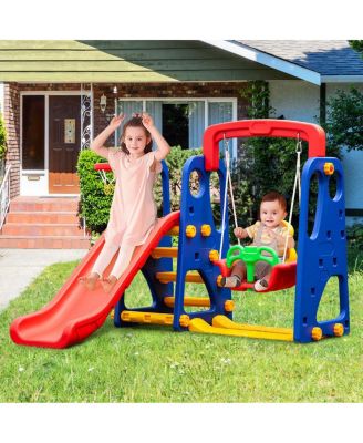 3 in 1 Junior Children Climber Slide Swing Seat Basketball Hoop Playset